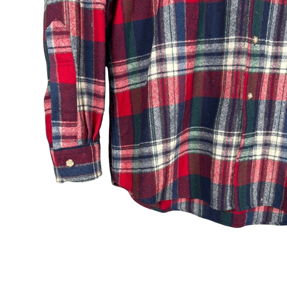 Pendleton Flannel Shirt Mens Large Red Plaid 100%‎ Virgin Wool Button Down USA - Picture 3 of 11